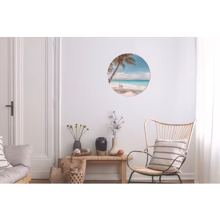 Palmboom - Schommel - Strand - Lucht Wandcirkel aluminium klein -woonkamer