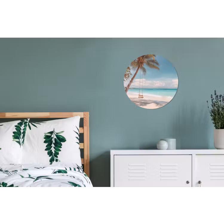 Palmboom - Schommel - Strand - Lucht Wandcirkel aluminium klein -slaapkamer