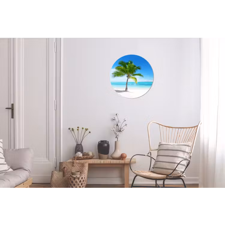 Palmboom - Strand - Zee - Zomer Wandcirkel aluminium klein -woonkamer