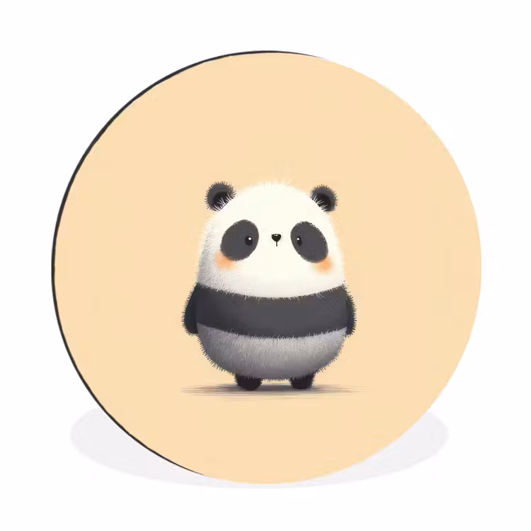 Panda - Beige - Minimalistisch Wandcirkel aluminium klein -3d