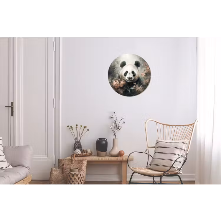 Panda - Dieren - Bloemen - Planten Wandcirkel aluminium klein -woonkamer