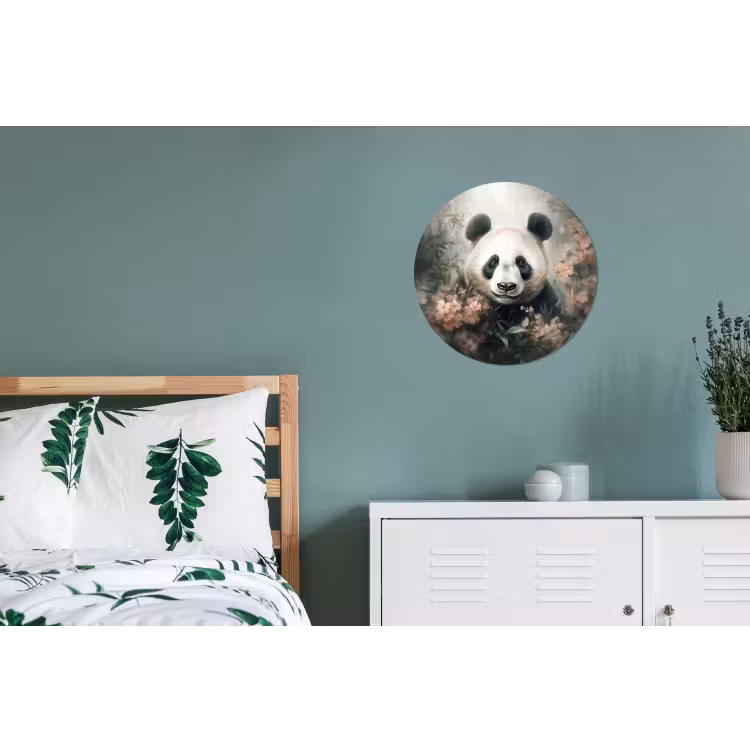 Panda - Dieren - Bloemen - Planten Wandcirkel aluminium klein -slaapkamer