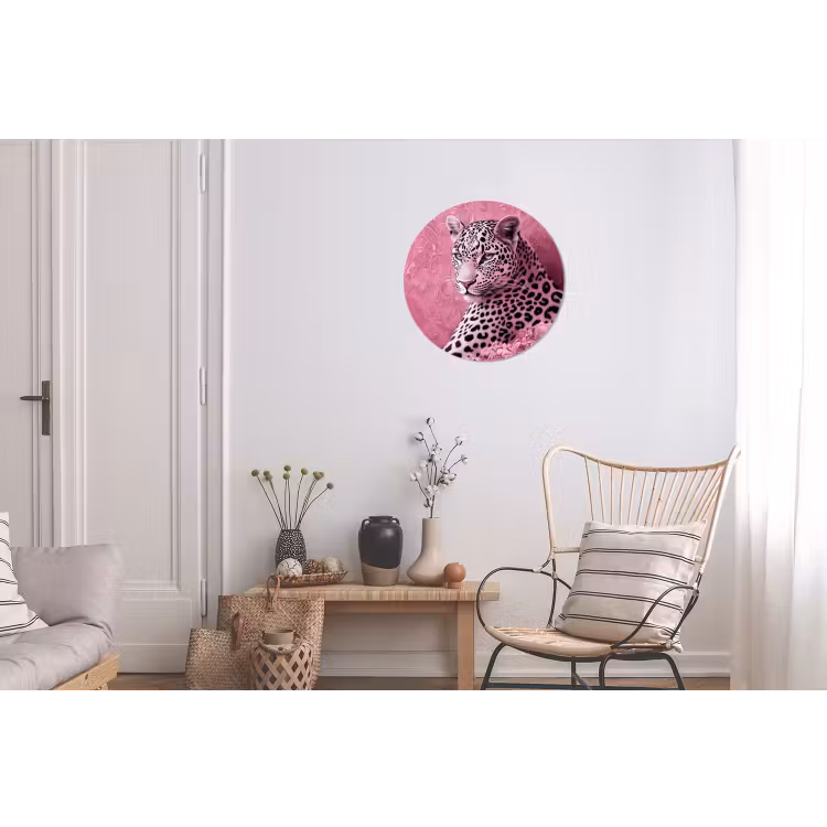 Panter - Luxe - Roze Wandcirkel aluminium klein -woonkamer