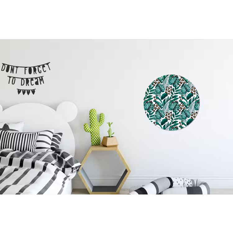 Inductie beschermer - Panterprint - Bladeren - Jungle - Afdekplaat voor kookplaat Wandcirkel aluminium klein -kinderkamer
