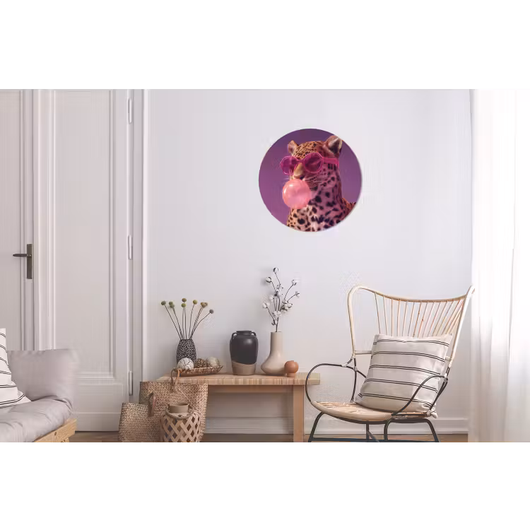 Panter - Zonnebril - Kauwgombel - Roze Wandcirkel aluminium klein -woonkamer