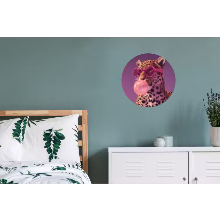 Panter - Zonnebril - Kauwgombel - Roze Wandcirkel aluminium klein -slaapkamer