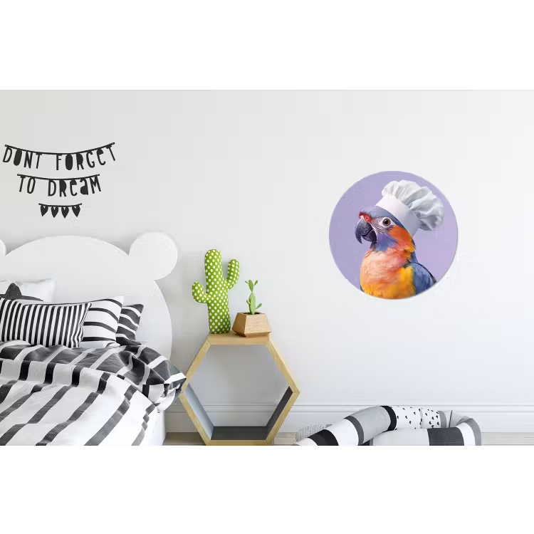 Papegaai - Koksmuts - Paars - Cute Wandcirkel aluminium klein -kinderkamer