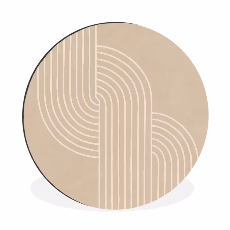 Parallelle lijnen - Lichte textuur - Beige Wandcirkel aluminium klein -3d