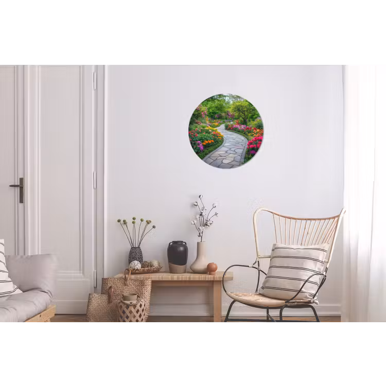 Park - Bloemen - Tuin Wandcirkel aluminium klein -woonkamer