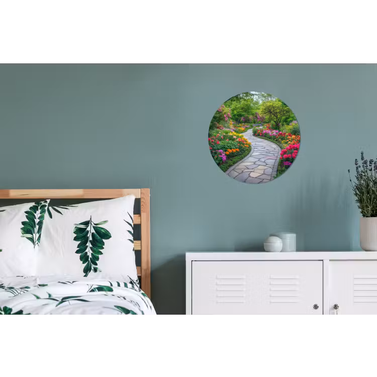 Park - Bloemen - Tuin Wandcirkel aluminium klein -slaapkamer