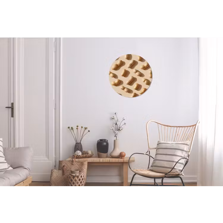 Pinda's - Patroon - Beige Wandcirkel aluminium klein -woonkamer