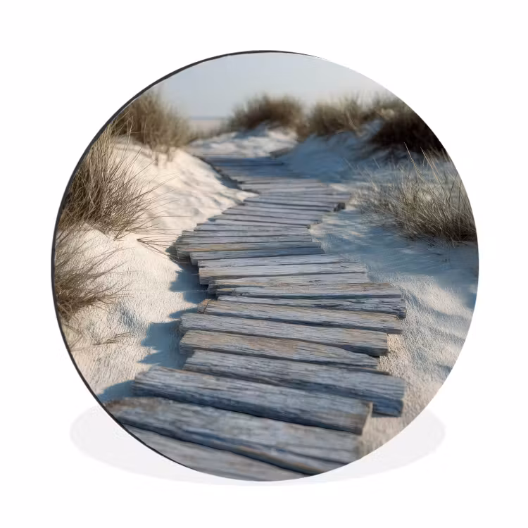 Pad - Planken - Duinen - Gras Wandcirkel aluminium klein -3d