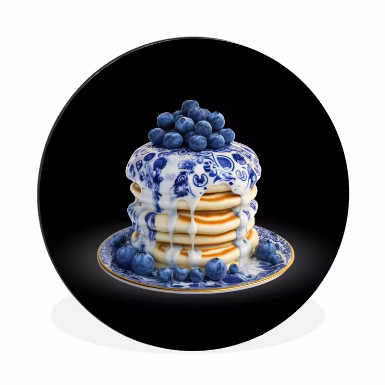 Pannenkoeken - Blauwe Bessen - Bord Wandcirkel aluminium klein -3d