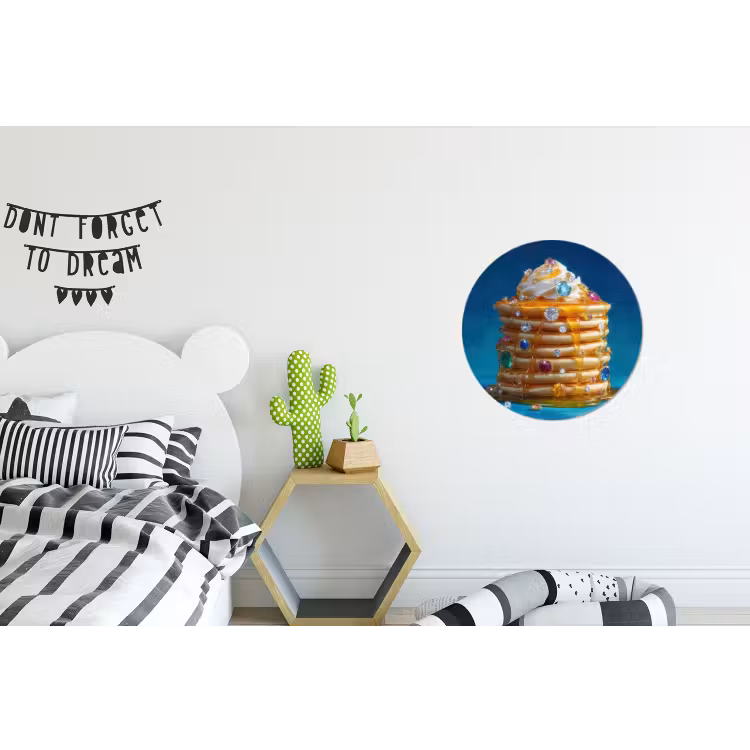 Pannenkoeken - Steentjes - Glitter - Slagroom Wandcirkel aluminium klein -kinderkamer