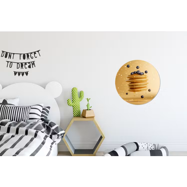 Pannenkoeken - Eten - Honing - Geel Wandcirkel aluminium klein -kinderkamer