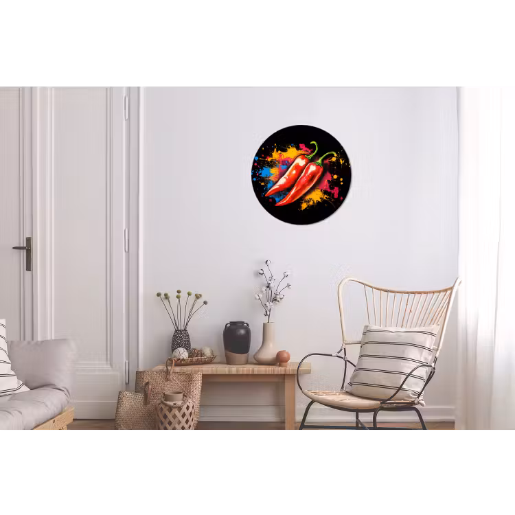 Peper - Graffiti - Verf - Abstract - Modern - Kleurrijk Wandcirkel aluminium klein -woonkamer