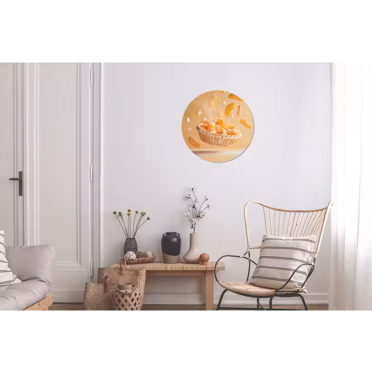 Peach - Eten - Taart - Oranje Wandcirkel aluminium klein -woonkamer