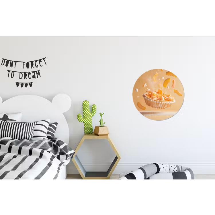 Peach - Eten - Taart - Oranje Wandcirkel aluminium klein -kinderkamer