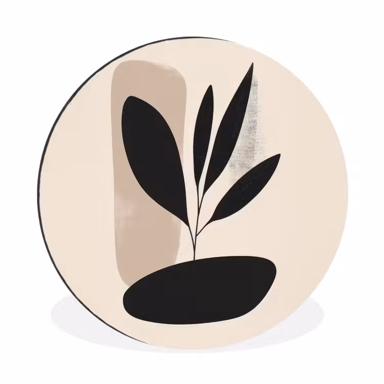 Plant - Beige - Japandi Wandcirkel aluminium klein -3d