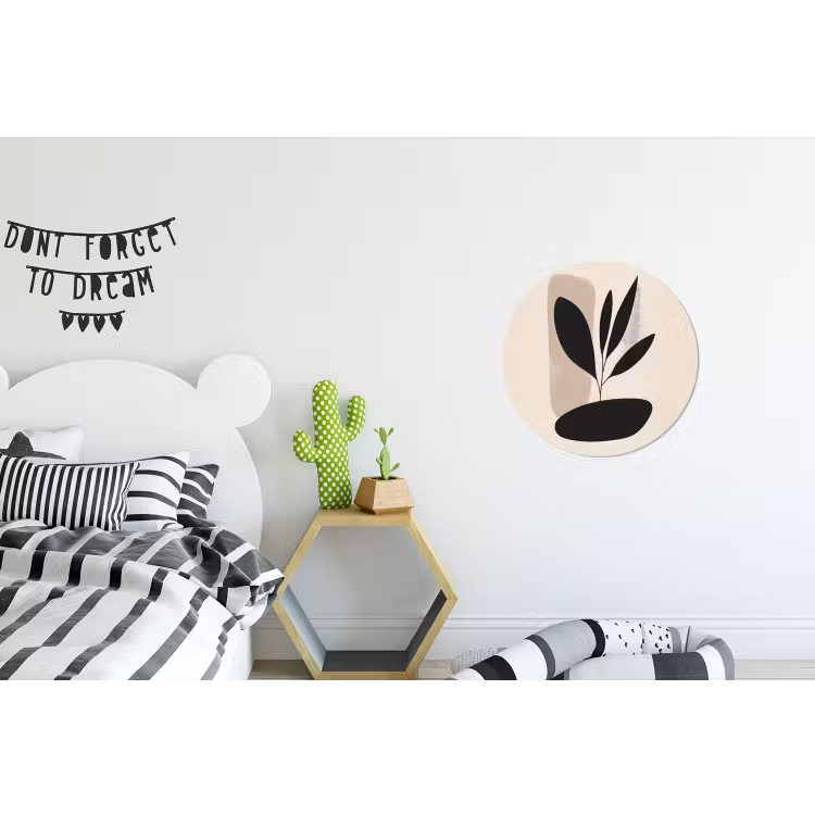 Plant - Beige - Japandi Wandcirkel aluminium klein -kinderkamer