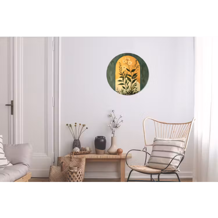 Plant - Bloemen - Wit Wandcirkel aluminium klein -woonkamer
