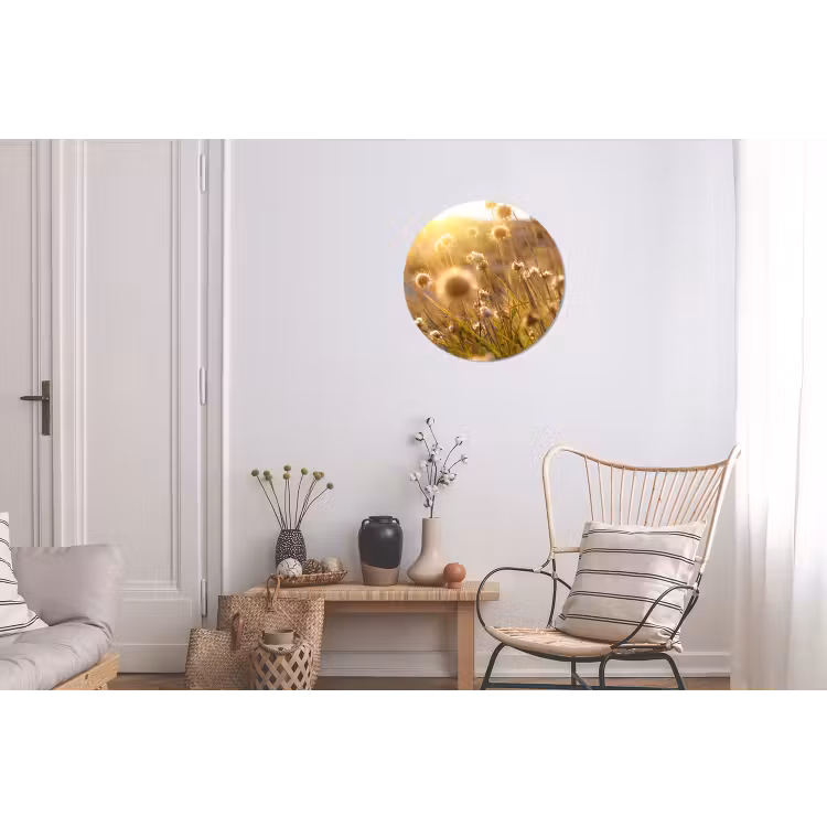 Planten - Natuur - Bloemen - Zon - Horizon Wandcirkel aluminium klein -woonkamer