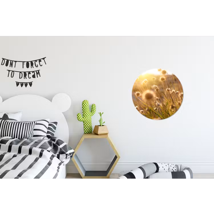 Planten - Natuur - Bloemen - Zon - Horizon Wandcirkel aluminium klein -kinderkamer