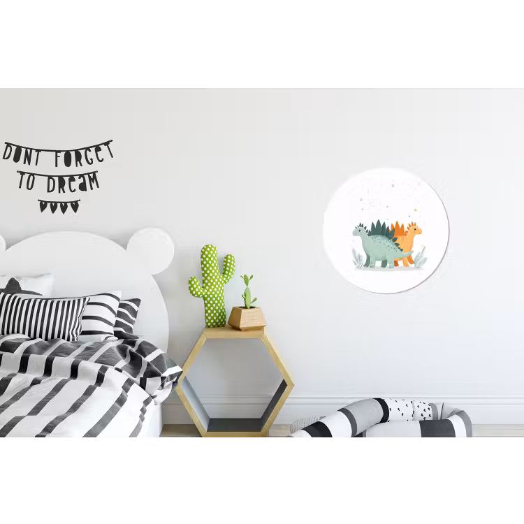 Planten - Sterren - Dinosaurussen - Oranje Wandcirkel aluminium klein -kinderkamer