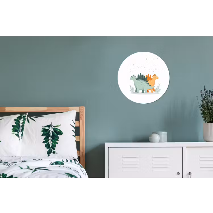 Planten - Sterren - Dinosaurussen - Oranje Wandcirkel aluminium klein -slaapkamer