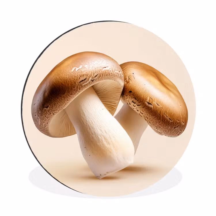 Champignons - Zacht - Beige Wandcirkel aluminium klein -3d
