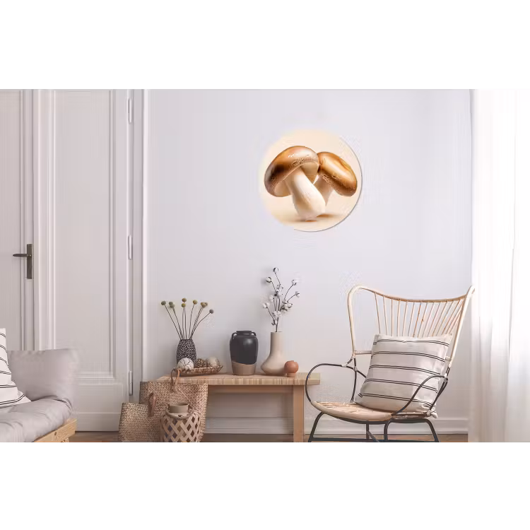 Champignons - Zacht - Beige Wandcirkel aluminium klein -woonkamer
