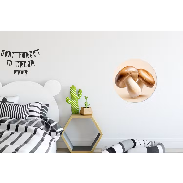 Champignons - Zacht - Beige Wandcirkel aluminium klein -kinderkamer