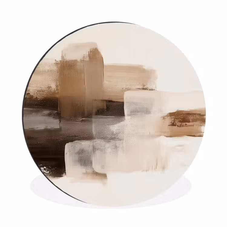 Penseelstreken - Abstract landschap - Rust Wandcirkel aluminium klein -3d