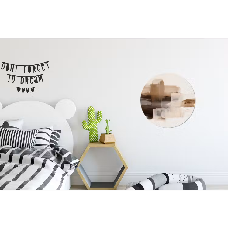 Penseelstreken - Abstract landschap - Rust Wandcirkel aluminium klein -kinderkamer