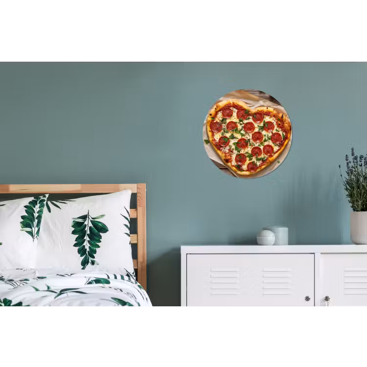 Pizza - Hart - Pepperoni - Tomaat Wandcirkel aluminium klein -slaapkamer