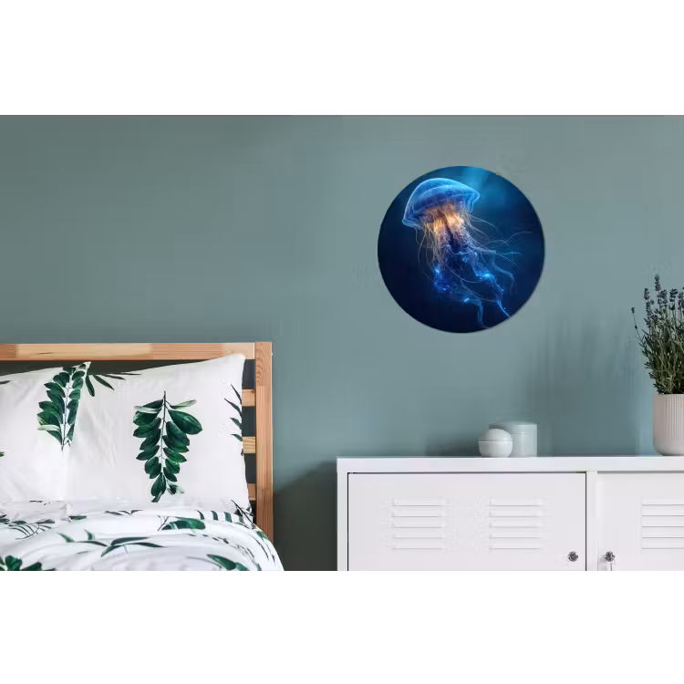 Kwal - Lichtgevend - Tentakels - Blauw Wandcirkel aluminium klein -slaapkamer