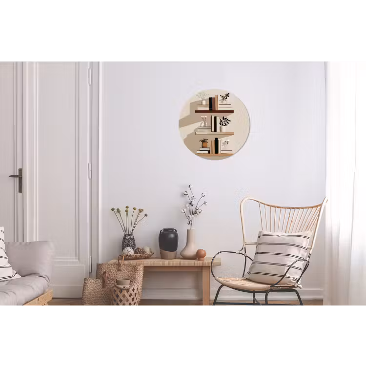 Plankjes - Boeken - Vaasjes - Planten Wandcirkel aluminium klein -woonkamer