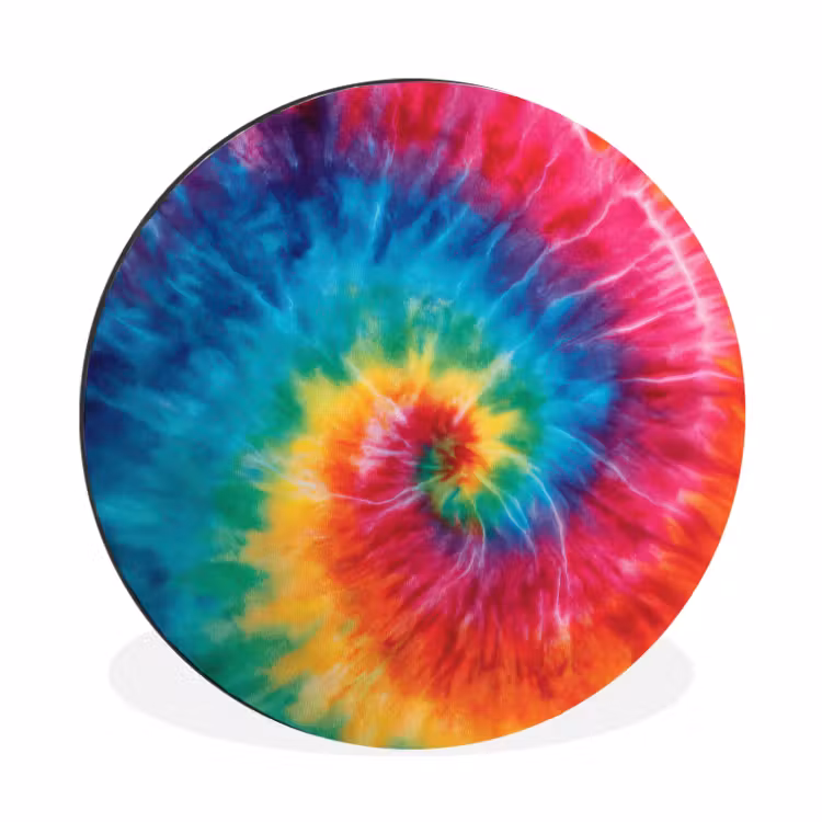 Regenboog - Tie dye - Kleurrijk - Blauw Wandcirkel aluminium klein -3d