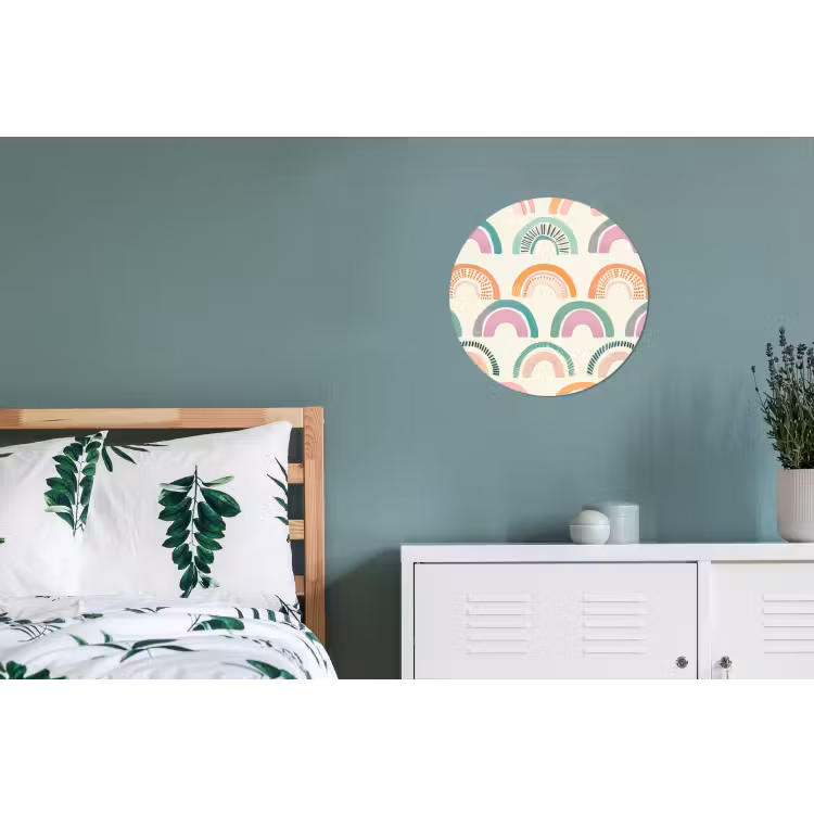 Regenboog - Pastel - Patroon Wandcirkel aluminium klein -slaapkamer