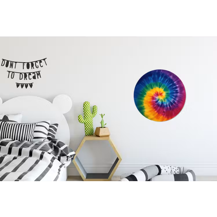 Regenboogkleuren - Spiraal - Kleurrijk Wandcirkel aluminium klein -kinderkamer