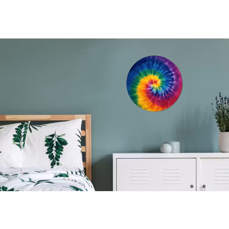 Regenboogkleuren - Spiraal - Kleurrijk Wandcirkel aluminium klein -slaapkamer
