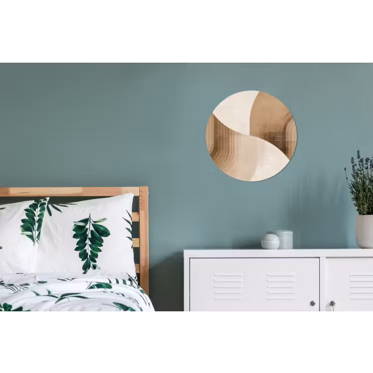 Retro - Geometrische lagen - Aardetinten Wandcirkel aluminium klein -slaapkamer