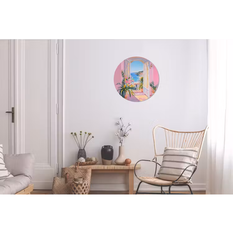 Roze - Buiten - Verf Wandcirkel aluminium klein -woonkamer
