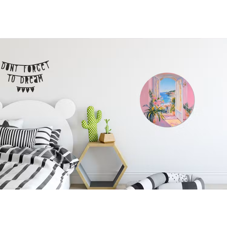 Roze - Buiten - Verf Wandcirkel aluminium klein -kinderkamer