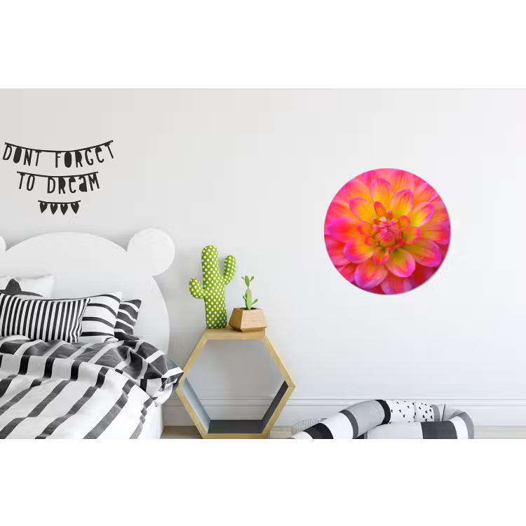 Roze - Dahlia - Kleurrijk Wandcirkel aluminium klein -kinderkamer