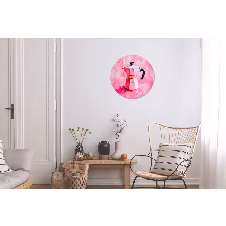 Roze - Verf - Coffee Wandcirkel aluminium klein -woonkamer