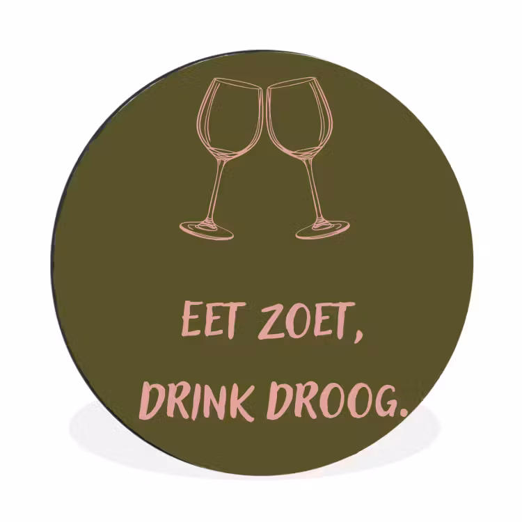 Roze - Groen - Wijn - Quote Wandcirkel aluminium klein -3d
