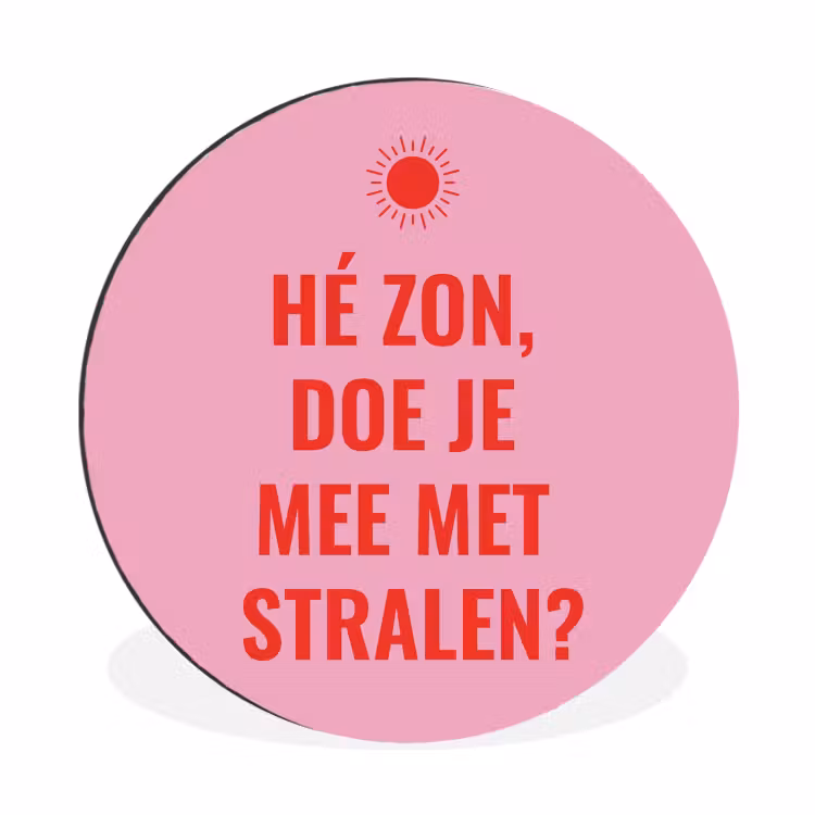 Roze - Zon - Quote Wandcirkel aluminium klein -3d