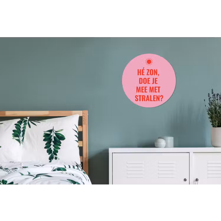Roze - Zon - Quote Wandcirkel aluminium klein -slaapkamer