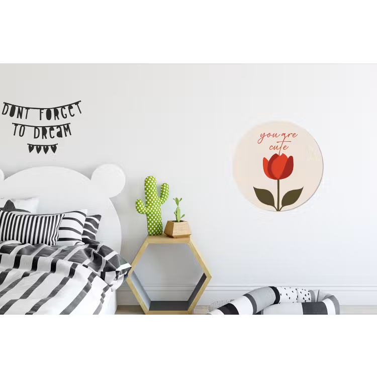 Roos - Rood - Bloem - Valentijn Wandcirkel aluminium klein -kinderkamer